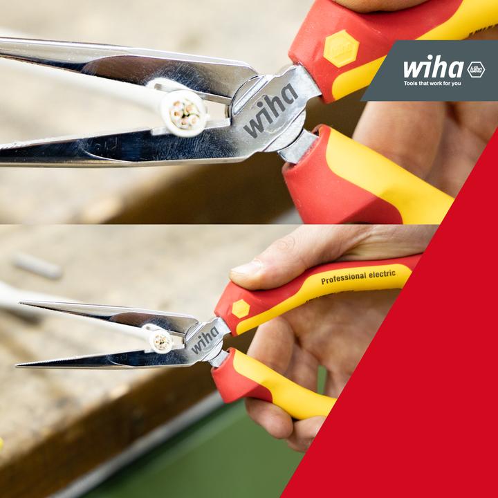 Actual product image Wiha Flat round nose pliers Professional electric with cutting edge. (200 mm)