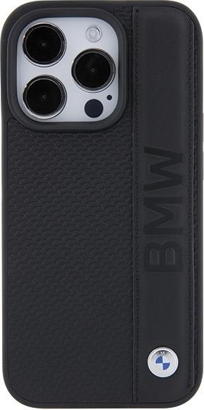 Actual product image BMW BMHCP15L22RDPK iPhone 15 Pro 6.1" czarny/black hardcase Leather Textured & Stripe (Apple iPhone 15 Pro)