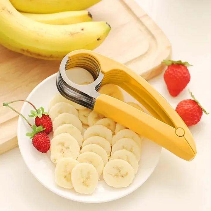Image du produit ASMI Coupe-banane en acier inoxydable, coupe-fruits, coupe-légumes