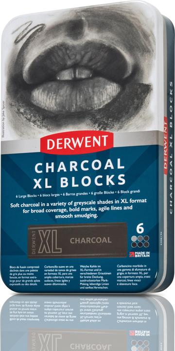 Immagine prodotto Derwent Blocchetti di carbone Xl in latta da 6 (601069) (6 x)