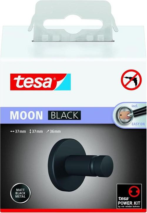 Immagine prodotto tesa MOON BLACK Gancio per asciugamani con soluzione adesiva senza forare