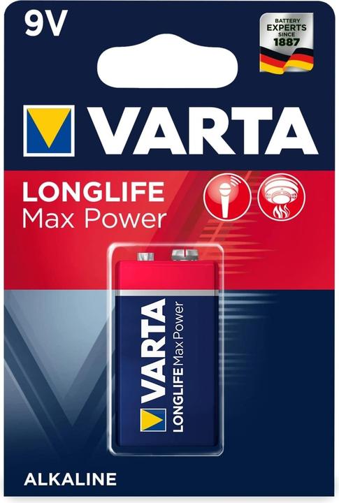 Varta Longlife Max Power (1 Stk., 9V Block, 580 mAh)