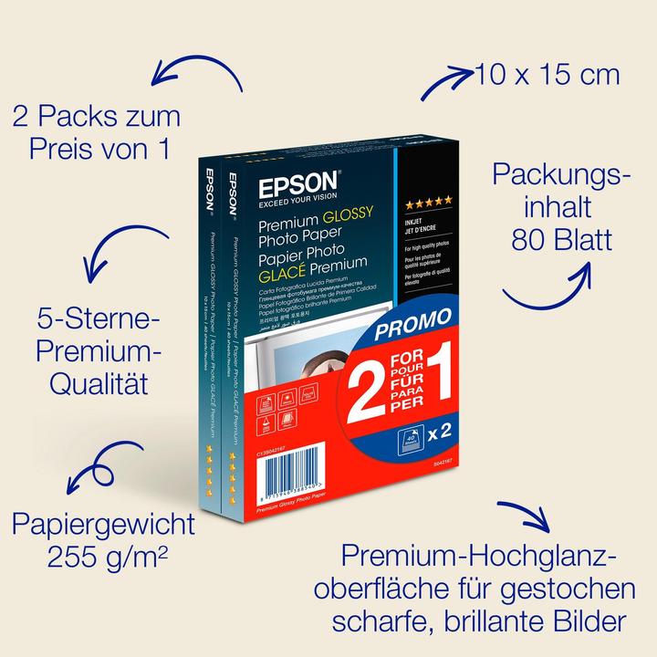 Actual product image Epson Premium Glossy (255 g/m², 10 x 15 cm, 80 x)