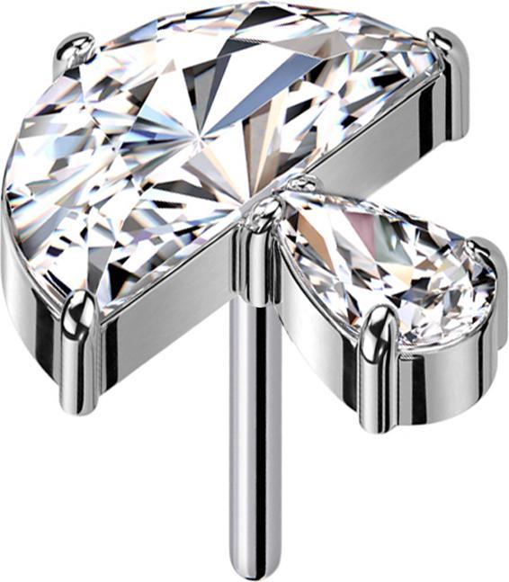 Star Piercing Threadless silber Pilz Kristall silber (ohne Messing, Titan G23)