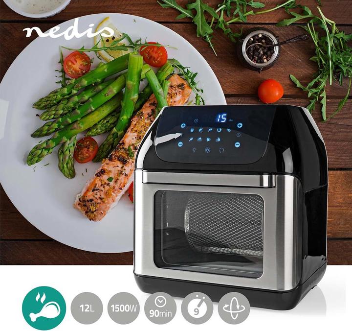 Actual product image Nedis Hot Air Fryer 12 l Timer: 60 min Digital Black (EU plug)
