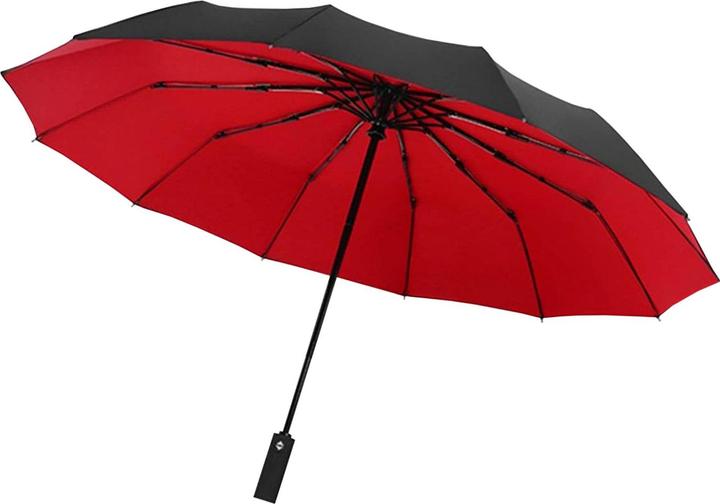 JTI Regenschirm, kompakt - 105 cm - Schwarz / Rot