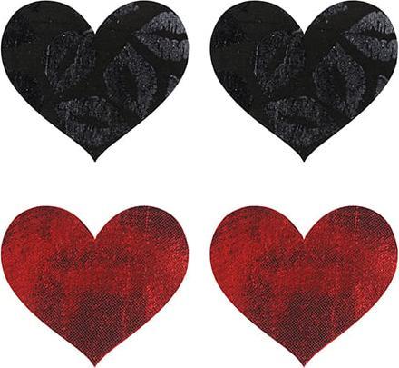 Peekaboos Stolen Kisses Hearts Self Adhesive Pasties, Red/Black, Set of 2