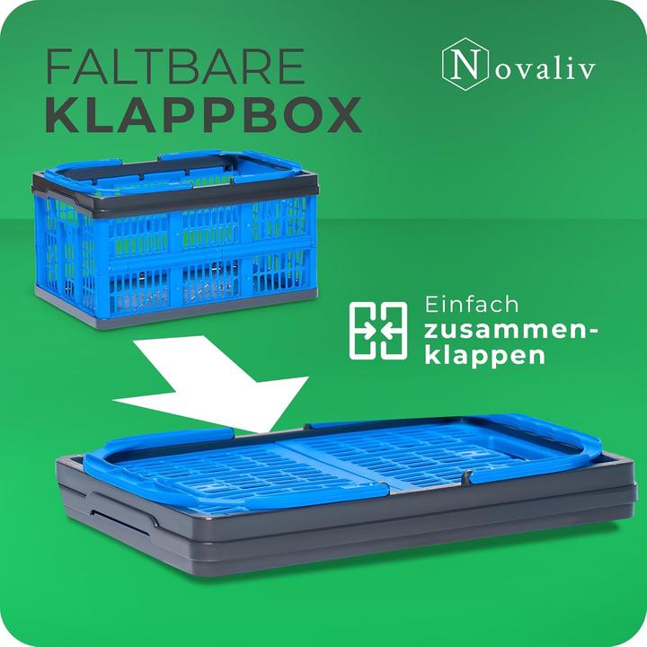 Actual product image Novaliv Klappbox Blau 2er Set - 16L Faltkorb mit Henkeln - Vielseitiger Einkaufskorb - Praktische Au (16 l)