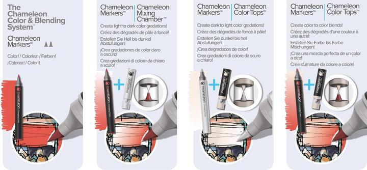Produktbild Chameleon Aquarellfarbstifte Brushpen Color & Blending (Taupe, Hellblau, Olivgrün, Dunkelgrün, Dunkelbraun, Rot, Dunkelgrau, Grau, 6.60 x)