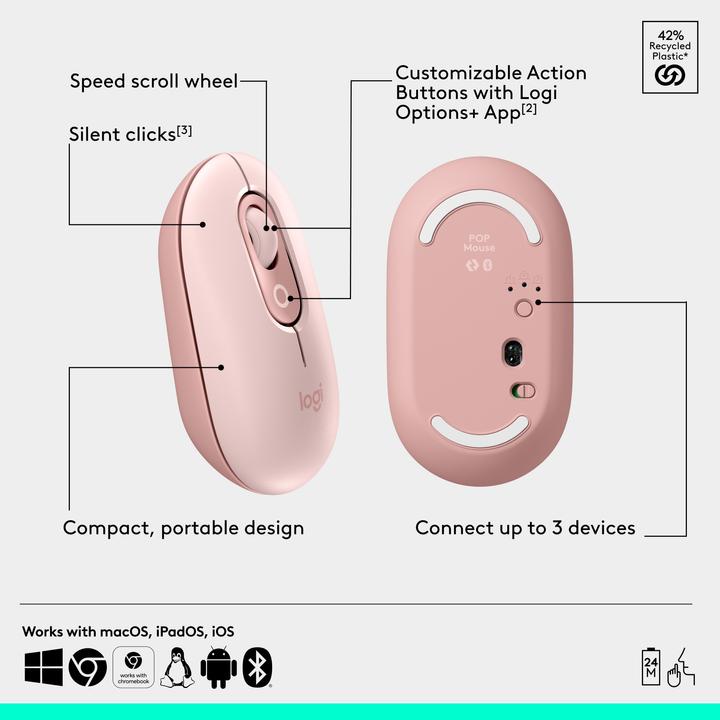 Produktbild Logitech POP Mouse mit personalisierbarem Emoji (Kabellos)