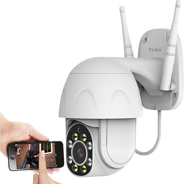 Produktbild 7links Pan-Tilt-Überwachungskamera mit Full-HD, 87-dB-Sirene, Nachtsicht, LAN