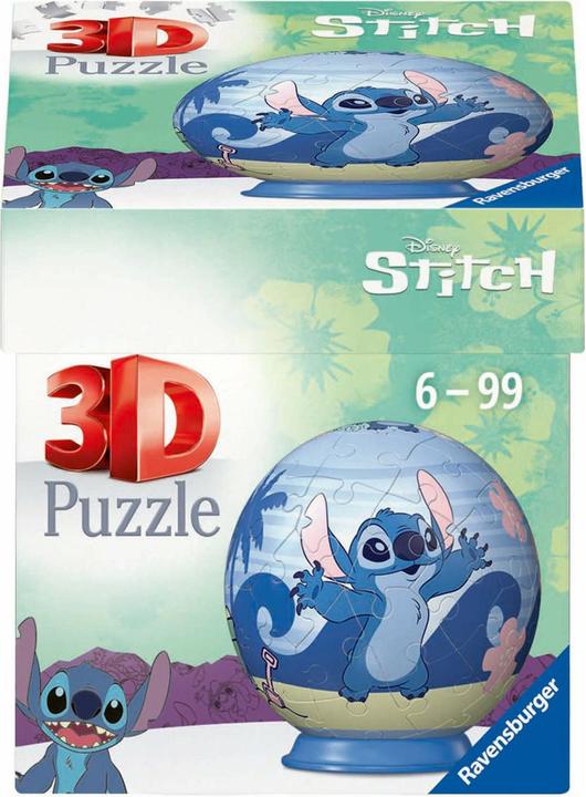 Produktbild Ravensburger 3D Puzzle 11597 - Puzzle-Ball Disney Stitch - für grosse und kleine Stitch Fans ab 6 (54 Teile)