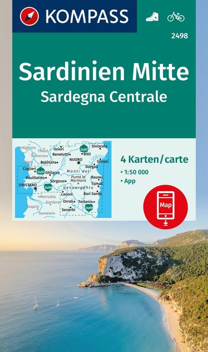Immagine prodotto Set di carte escursionistiche 2498 Sardegna Centro / Sardegna Centrale (4 carte) 1:50.000