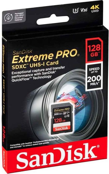 Actual product image SanDisk Extreme PRO UHS-I V30 (128 GB, SDXC, U3, UHS-I)