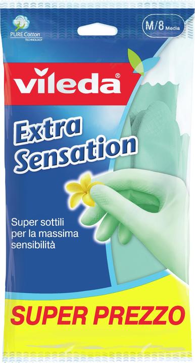 Actual product image Vileda Extra Sensation Household Gloves Green Cotton Latex 1 piece(s) (8)