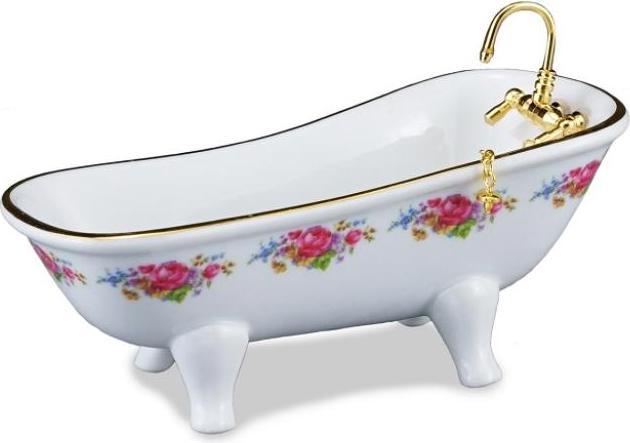 Reutter 001.770/2 - Badewanne "Dresdner Rose", Miniatur (12.5 x 5.5 x 7 cm)