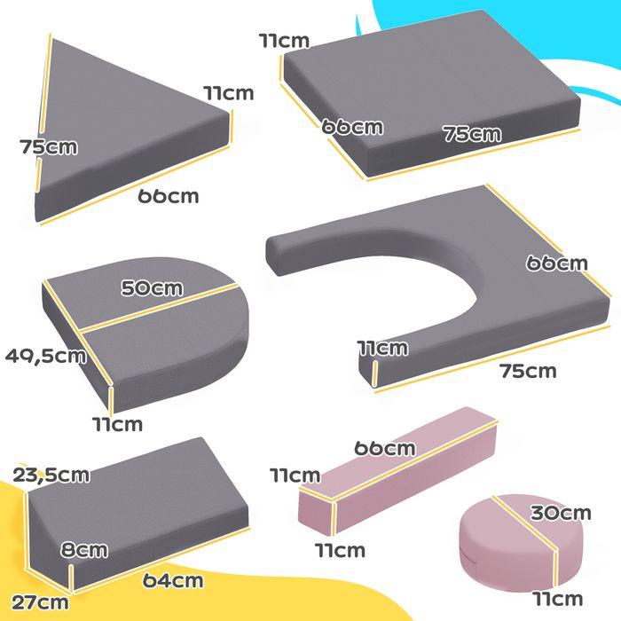 Immagine prodotto Swisshandel24 Kindersofa,12-Teilige Modulare Kindercouch aus Schaumstoff, Softbaustein, grau/rosa (Divano per bambini)