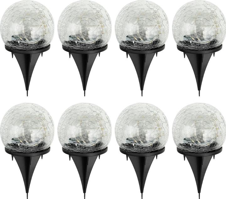 Actual product image HI Solar-Kugelleuchten Crackle Glas mit Erdspiess, 8er-Set