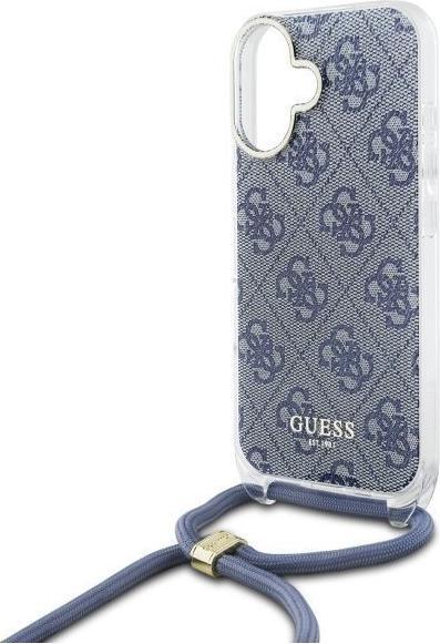 Immagine prodotto Guess GUHCP16SHC4SEB iPhone 16 6.1" niebieski/blu custodia rigida Crossbody Cord 4G Print