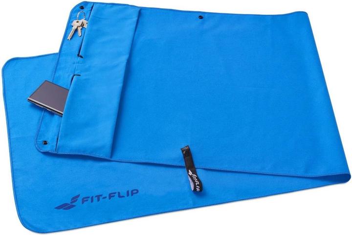 Fit-Flip Fitnesshandtuch Mikrofaser mit Reissverschlusstasche 130x48cm (130 x 48 cm)