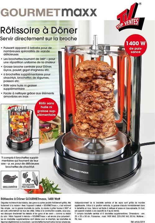 Produktbild Gourmetmaxx Dönergrill 05914