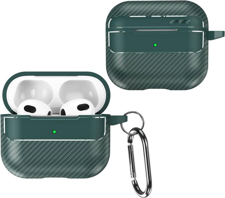 Actual product image Cover-Discount Airpods Pro / 3 - Silicone case carbon look green (Headphone sleeve)