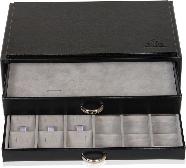 Sacher Schmuckkästchen Vario / Ring- & Ohrsteckerbox - Schwarz