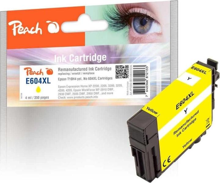 Actual product image Peach Epson cartridge T10H4, No 604XL yellow remanufactured (Y)