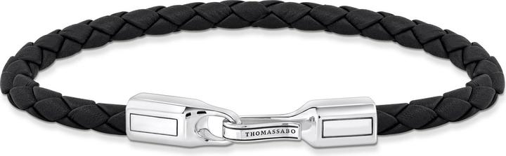 Image du produit Thomas Sabo Bracelet en cuir noir argenté (19 cm, Cuir, Noirci, Argent sterling 925)