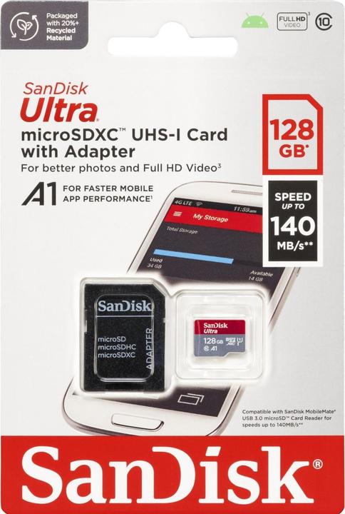 Immagine prodotto SanDisk Ultra mit Adapter (128 GB, microSDXC, U1, UHS-I)
