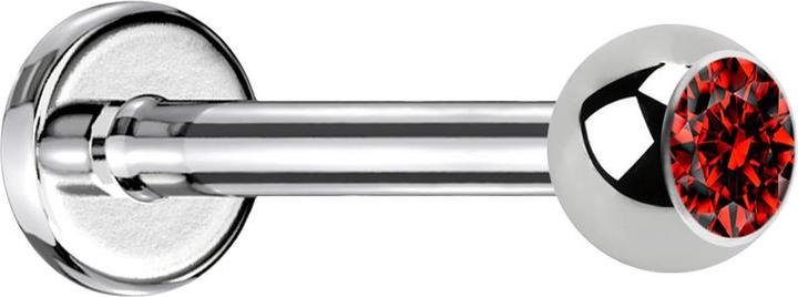 Produktbild Star Piercing Labret silber mit Kugel Kristall rot (Chirurgenstahl 316L, ohne Messing)