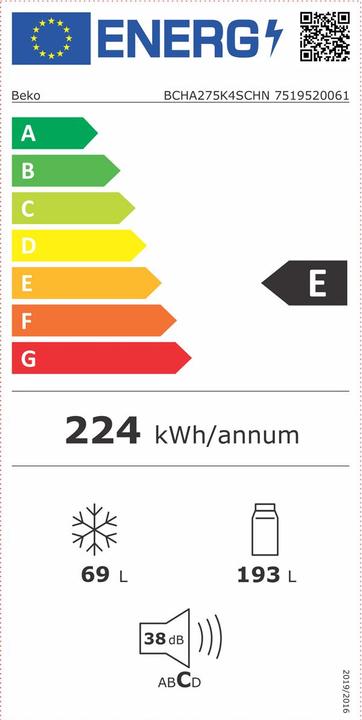 Energy Label Beko Built-in fridge-freezer BCHA275K4SCHN (262 l)