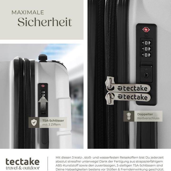 Produktbild tectake Hartschalenkofferset Brice 3-tlg., TSA-Schloss (111 l, M (50 - 90l), L (90 - 115l), XL (ab 115l))