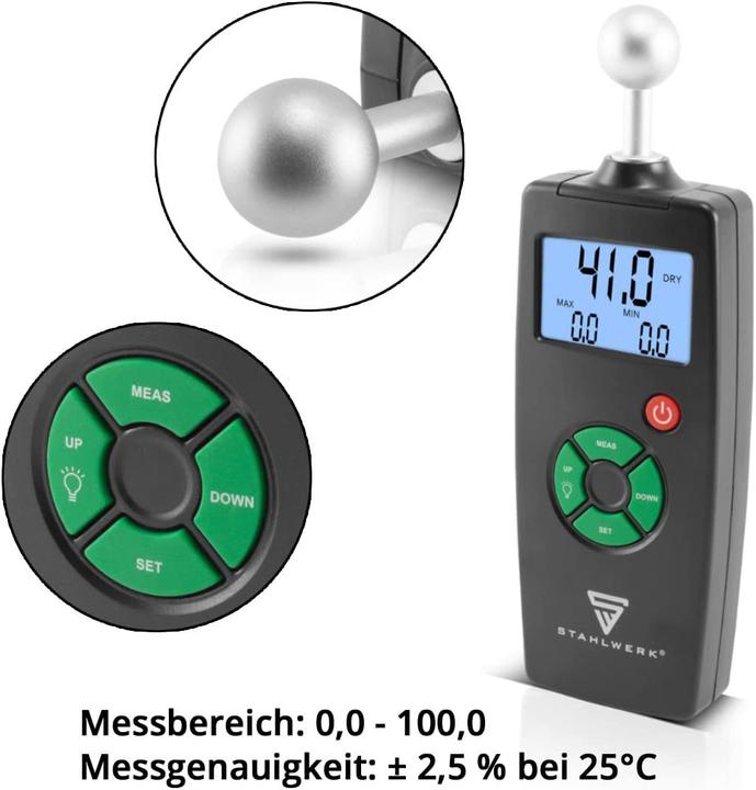 Actual product image Stahlwerk Professional moisture meter FM-100 ST with 40 mm measuring depth