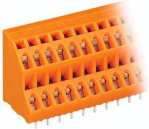 Actual product image Wago 736-306 Double-deck terminal strip for printed circuit boards 0.08-2.5 qmm orange