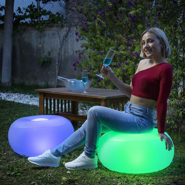 Produktbild InnovaGoods Aufblasbarer Hocker mit LED-Beleuchtung - Transparent