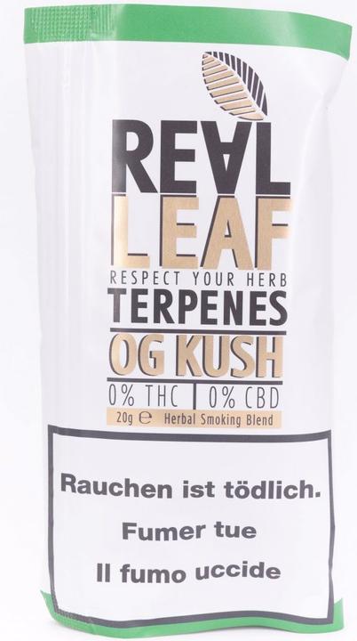Real Leaf OG Kush sostituto del tabacco senza nicotina (Baccano, 20 g)