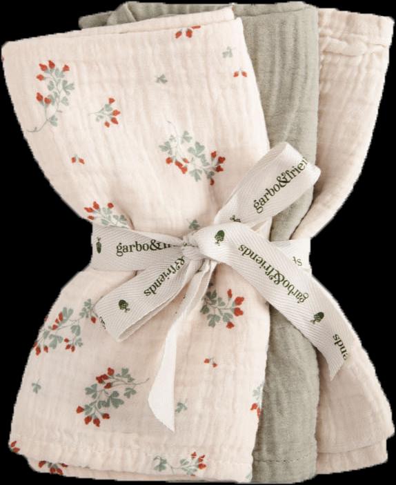 Actual product image Garbo & Friends 3 Pack muslin muslin cloths Clover (40 cm, 40 cm)