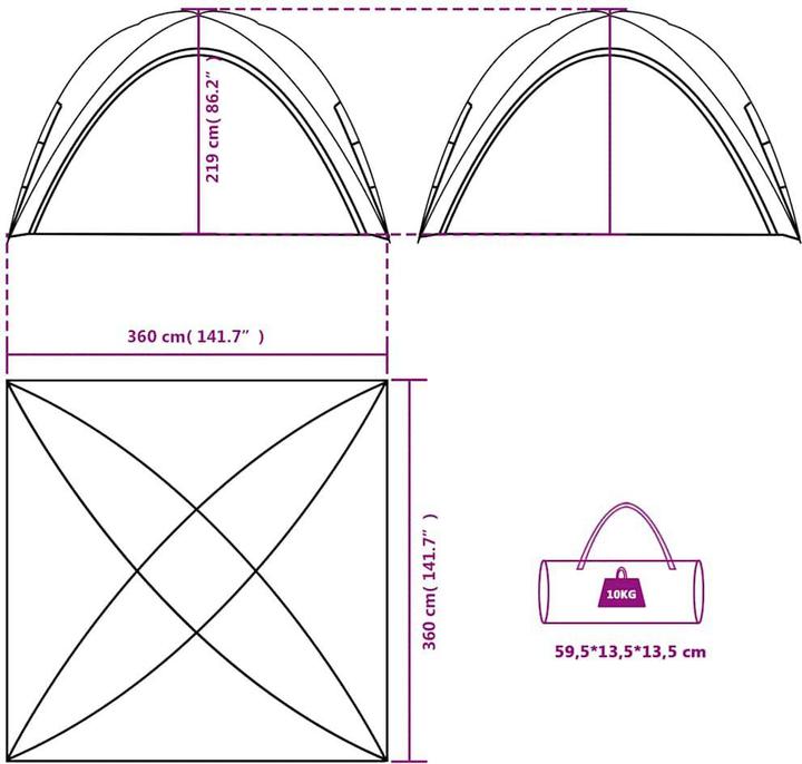 Actual product image VidaXL Party tent 190T Taffeta (360 cm, 360 cm)