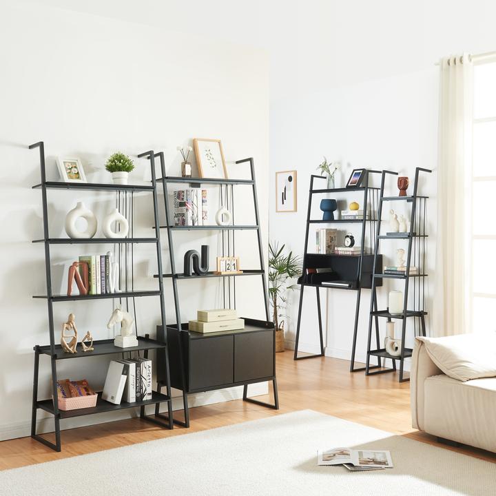 Actual product image En.Casa Storfjord 4-piece furniture set 1x desk, 3x ladder shelf