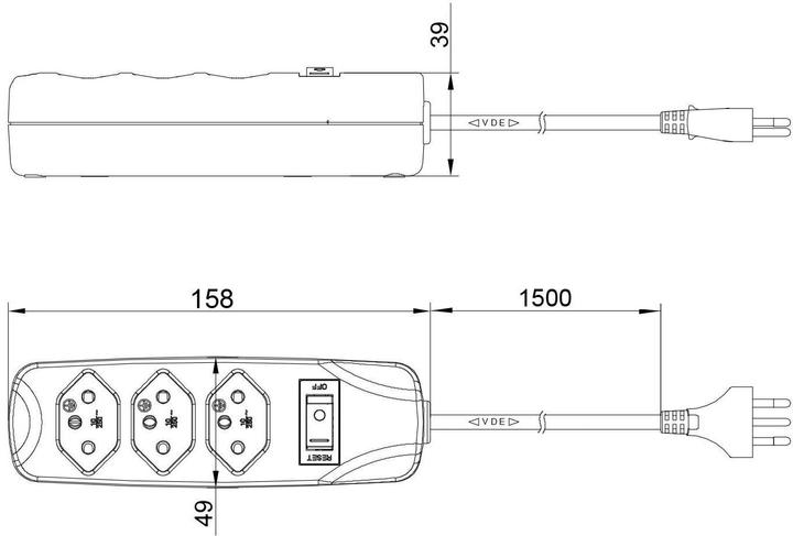 Produktbild Furber Steckerleiste (3 x, Typ 13, 1.50 m)