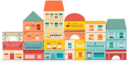 Actual product image Moulin Roty Village building blocks (34 pieces), Avenue du Moulin