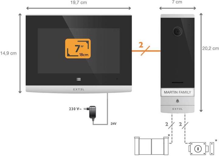 Actual product image Extel 720324 Video Door Phone System WLAN Complete Set Grey, Black (Wi-Fi)