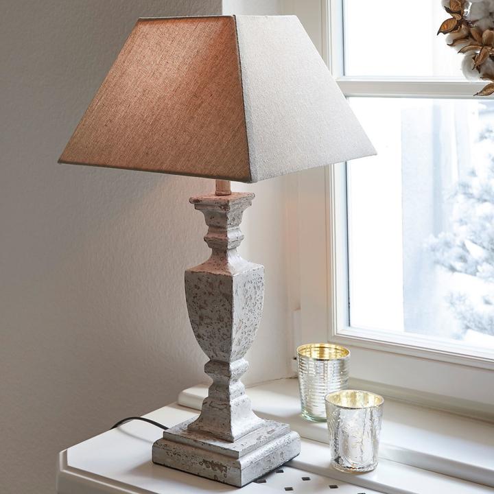 Actual product image Loberon Table Lamp Gorham white/antique grey (E27)