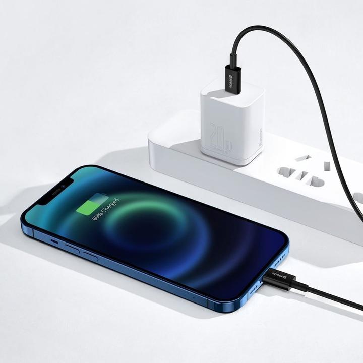 Actual product image Baseus Superior Series Cable USB-C to iP, 20W, PD, 1m (black) (1 m, USB 3.0)