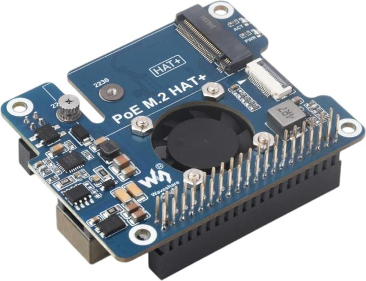 Image du produit WaveShare PCIe vers M.2 SSD HAT+ avec PoE pour Raspberry Pi 5