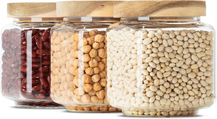 Actual product image Econovo Storage jar with lid square 600ml 3 pieces (0.60 l)