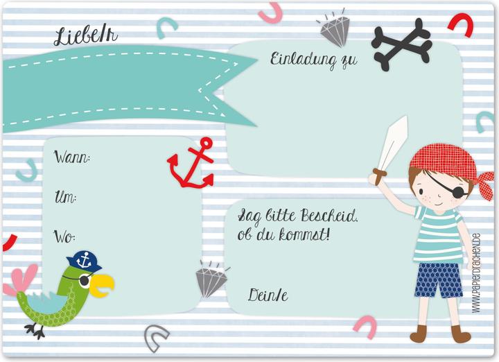 Immagine prodotto Papierdrachen 12 Biglietti d'invito di compleanno - Pirata (12 pz.)