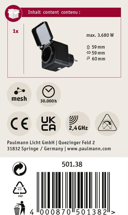 Actual product image Paulmann Smart Plug Outdoor adapter plug