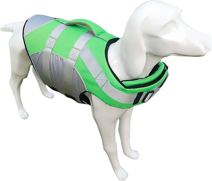 Immagine prodotto Just White Giubbotto di salvataggio per cani verde neon (S, Giubbotto di salvataggio per cani)